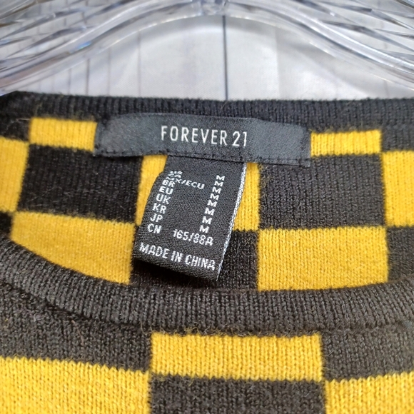Forever 21 Checkered Black and Yellow Women's Cropped Sweater - Picture 8 of 14